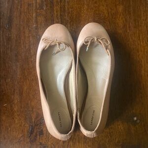 Lands' End Tan Slip-On Loafers Comfortable Flats